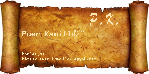 Puer Kamilló névjegykártya